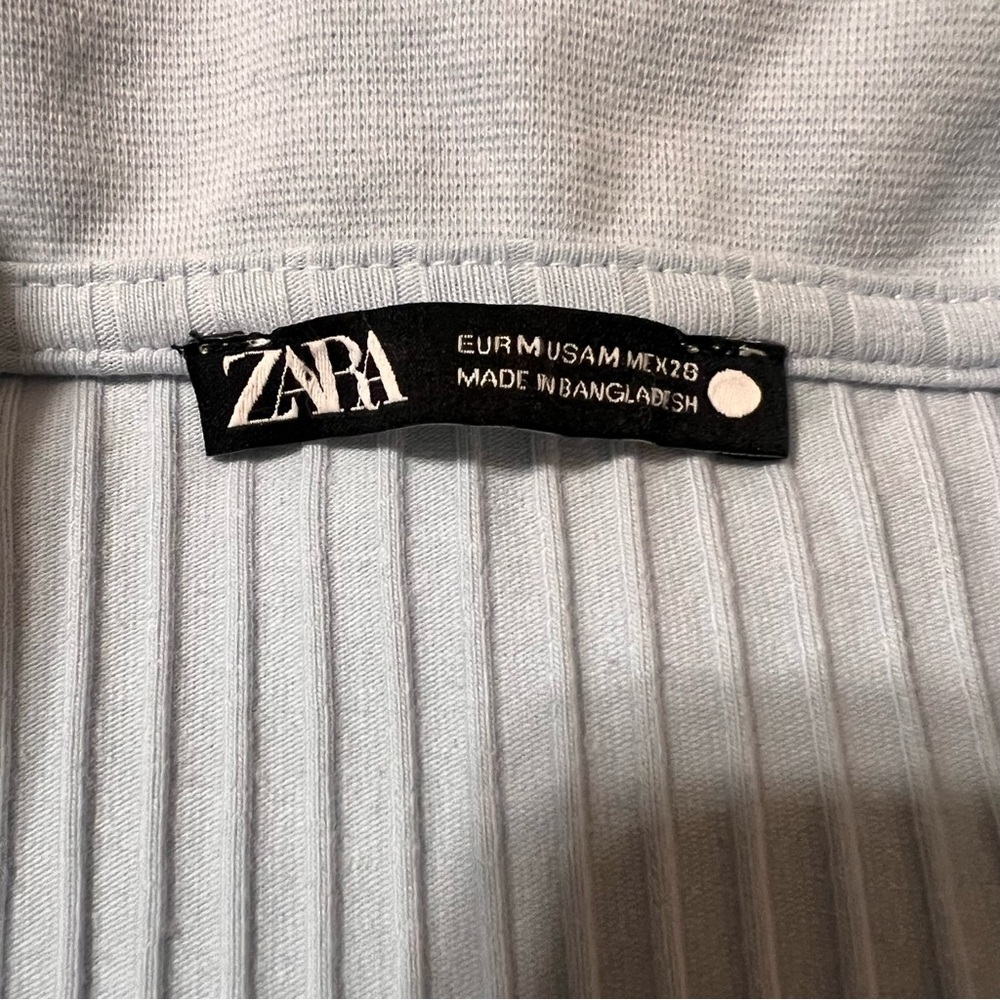 Zara Soft Blue Ribbed Crop Top - Picture 2 of 6